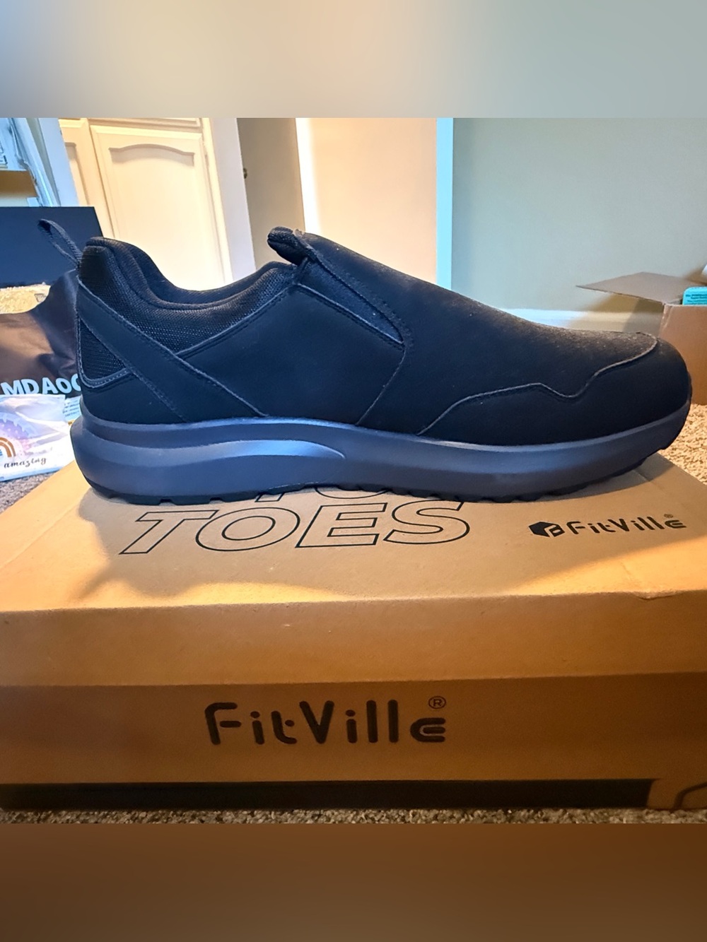 FitVille Explorer Outdoor Slip-On V1 Men’s Size 14 Wide Black Shoes